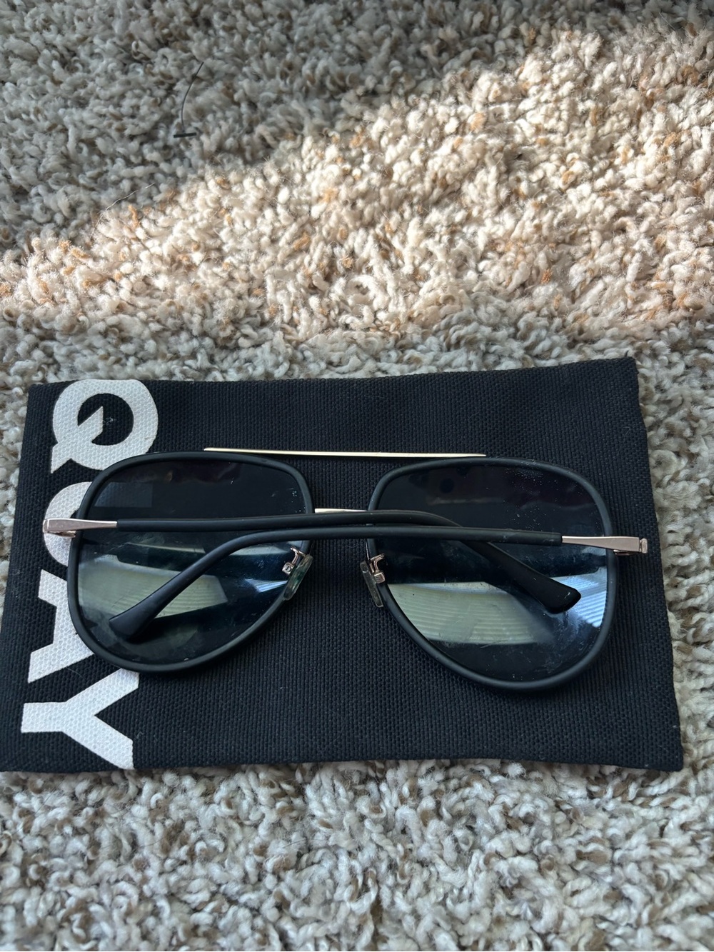 Quay Australia Black Frame Sunglasses with Gold Bridge aviator